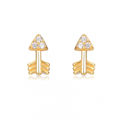 Pendiente Plata Circonita Pendientes Flecha - Circonita - 6 * 3 mm - Plata Bañado Oro y Plata Rodiada
