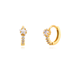 Silver Zircon Earrings Zirconia Star Earrings - 11 mm  - Gold Plated and Rhodium Silver