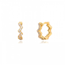 Pendiente Plata Circonita Pendientes Zigzag Circonita - 11 mm - Bañado Oro y Plata Rodiada