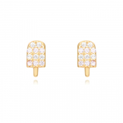 Pendiente Plata Circonita Pendientes Helado Polo - Circonita - 7 mm - Bañado Oro y Plata Rodiada