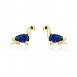 Silver Zircon Earrings Zirconia Dinosaur Earrings - 10 * 5 mm  - Gold Plated and Rhodium Silver