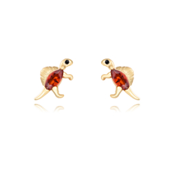 Silver Zircon Earrings Zirconia Spinosaurus Earrings - 10 * 6 mm  - Gold Plated and Rhodium Silver