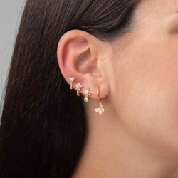 Silver Zircon Earrings Zirconia Star Earrings - 11 mm  - Gold Plated and Rhodium Silver