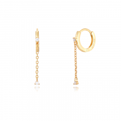 Silver Zircon Earrings Zirconia Chain Earrings - 11 + 20 mm  - Gold Plated and Rhodium Silver