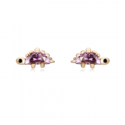 Silver Zircon Earrings Zirconia Stegosaurus Earrings - Amatyst 10 * 6 mm  - Gold Plated and Rhodium Silver