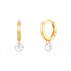 Silver Zircon Earrings Zirconia Earrings - 12+5 mm  - Gold Plated and Rhodium Silver