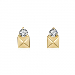 Silver Zircon Earrings Zirconia Earrings - Square 7*4 mm - Gold Plated y Rhodium Silver