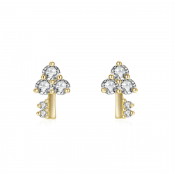 Silver Zircon Earrings Zirconia Earrings - Key 7,7*5 mm - Gold Plated