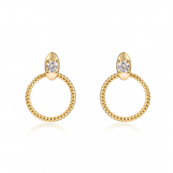 Silver Zircon Earrings Zirconia Earrings - Circle 18*15mm - Gold Plated y Rhodium Silver