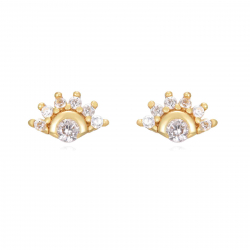 Silver Zircon Earrings Zirconia Sun Earrings - 6,5 * 4 mm  - Gold Plated and Rhodium Silver