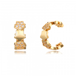 Silver Zircon Earrings Zirconia Earrings - Star Earcuff 10,5mm - Gold Plated and Rhodium Silver