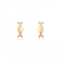 Silver Zircon Earrings Star Zirconia Earrings -  6 * 2,5 mm - Gold Plated and Rhodium Silver