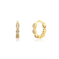 Silver Zircon Earrings Zirconia Hoop Earrings - 11 mm - Gold Plated and Rhodium Silver