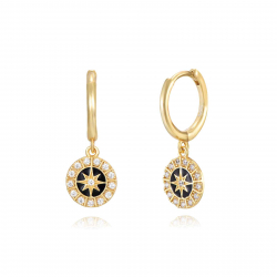 Silver Zircon Earrings Zirconia Hoop - Earrings Enamel 8 mm - Gold Plated