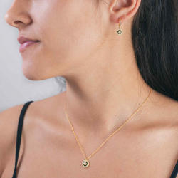 Pendiente Plata Circonita Pendientes Aro - Enamel 8mm - Bañado Oro
