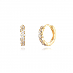 Pendiente Plata Circonita Pendientes Circonita - Aro 11 mm - Bañado Oro y Plata Rodiada