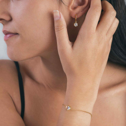 Silver Zircon Earrings Zirconia Earrings - Hoop 11 mm - Hexagon 4,5mm - Gold Plated and Rhodium