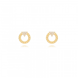 Silver Zircon Earrings Zirconia Earrings - 15mm - Gold Plated Silver and Rhodium Silver