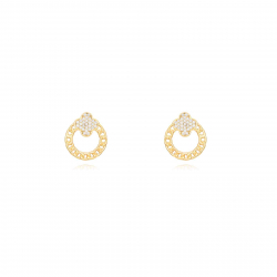 Silver Zircon Earrings Zirconia Earrings - 15mm - Gold Plated Silver and Rhodium Silver