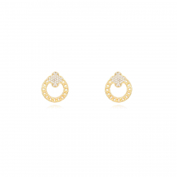 Pendiente Plata Circonita Pendientes Circulo - 15mm - Zircon - Bañado Oro y Plata Rodiada