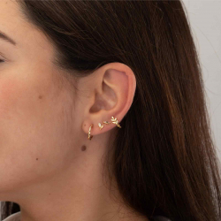 Silver Zircon Earrings Zirconia Earrings - Leaves 12,5mm - Earcuff - Gold Plated and Rhodium Silver