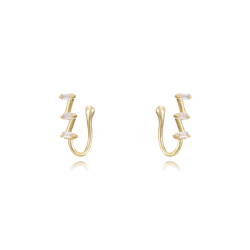 Boucles D'Oreilles Argent Zircone Boucles d'oreilles Zircone - Zircone - Earcuff 14,5 - Dorure Or et Argent Rhodié