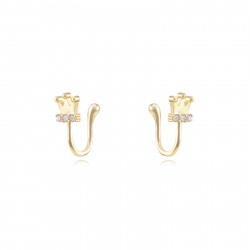 Pendiente Plata Circonita Pendientes Corona - Corona  - Earcuff 12mm - Bañado Oro y Plata Rodiada