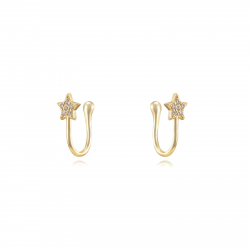Silver Zircon Earrings Zirconia Earrings - Star - Earcuff 12,5mm - Gold Plated and Rhodium Silver