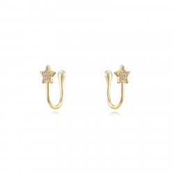 Pendiente Plata Circonita Pendientes Estrella - Estrella  - Earcuff 12,5mm - Bañado Oro y Plata Rodiada