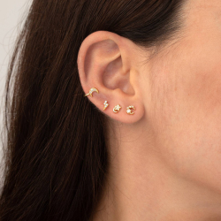 Silver Zircon Earrings Zirconia Earrings - Moon - Earcuff 12,5mm - Gold Plated and Rhodium Silver