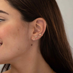 Silver Zircon Earrings Zirconia Earrings - Cross - Earcuff 13mm - Gold Plated and Rhodium Silver