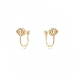 Silver Zircon Earrings Zirconia Earrings - Eyes - Earcuff 12mm - Gold Plated and Rhodium Silver