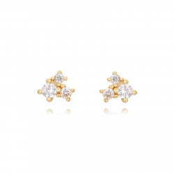 Silver Zircon Earrings Zirconia Earrings - 4.5 mm - Gold Plated and Rhodium Silver