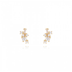 Silver Zircon Earrings Zirconia Earrings - 8 * 4 mm - Gold Plated and Rhodium Silver