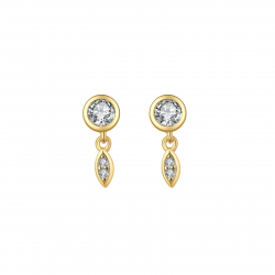 Silver Zircon Earrings Earrings - Zirconia - 10 mm - Silver Gold Plated and Rhodium Silver