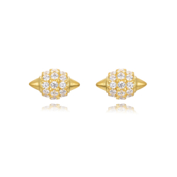 Silver Zircon Earrings Earrings - Zirconia - 8*5 mm - Silver Gold Plated and Rhodium Silver