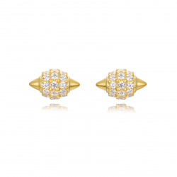 Silver Zircon Earrings Earrings - Zirconia - 8*5 mm - Silver Gold Plated and Rhodium Silver