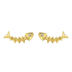  Pendientes Pez - Circonita - 4*10,50 mm - Plata Bañado Oro y Plata Rodiada