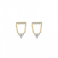 Silver Zircon Earrings Chain Earrings - Zirconia - 14*9 mm - Silver Gold Plated and Rhodium Silver