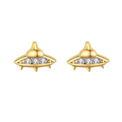 Silver Zircon Earrings Spaceship  Earrings - Zirconia - 5*6 mm - Silver Gold Plated and Rhodium Silver