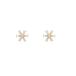 Silver Zircon Earrings Star Earrings - Zircon 5mm - Gold Plated and Rhodium Silver