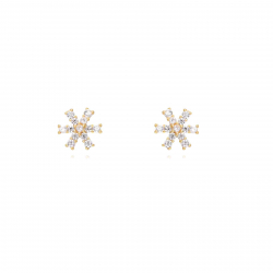 Silver Zircon Earrings Star Earrings - Zircon 5mm - Gold Plated and Rhodium Silver