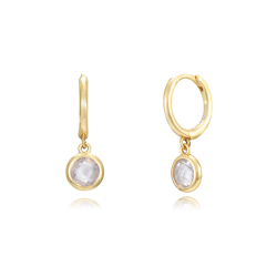 Silver Zircon Earrings White Zirconia Earrings - 11 + 6 mm - Gold Plated Silver and Rhodium Silver