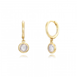 Silver Zircon Earrings White Zirconia Earrings - 11 + 6 mm - Gold Plated Silver and Rhodium Silver