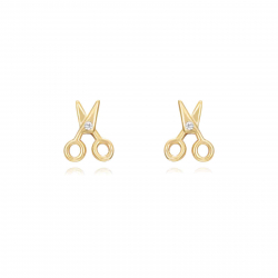 Silver Zircon Earrings Zircon Earrings - Scissors 6mm - Gold Plated and Rhodium Silver