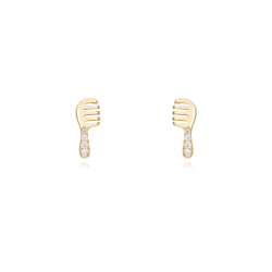 Silver Zircon Earrings Zircon Earrings - Comb 8,5mm - Gold Plated and Rhodium Silver