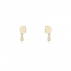 Silver Zircon Earrings Zircon Earrings - Comb 8,5mm - Gold Plated and Rhodium Silver