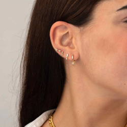 Pendiente Plata Circonita Pendientes Circonita - Peine del pelo 8,5mm - Bañado Oro y Plata Rodiada