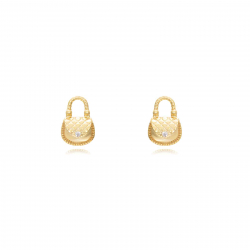 Silver Zircon Earrings Purse  Earrings - Zircon 9,5*6,5mm - Gold Plated and Rhodium Silver