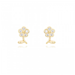 Silver Zircon Earrings Flower  Earrings - Zircon 8*5,5mm - Gold Plated and Rhodium Silver